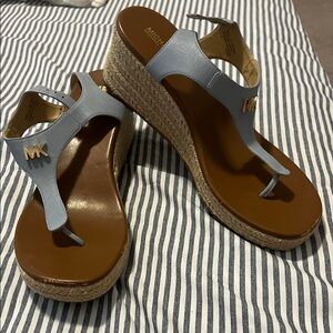 Michael Kors Light Blue Wedge Sandals